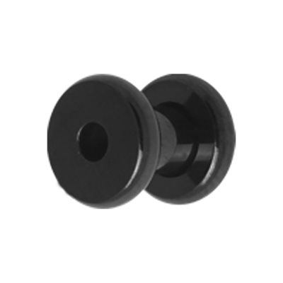 Black steel flesh tunnel with rounded edges