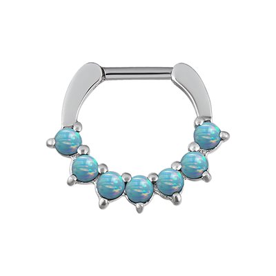 Hinged septum clicker with opal