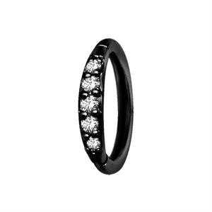 Black steel jewelled hinged segment clicker ring