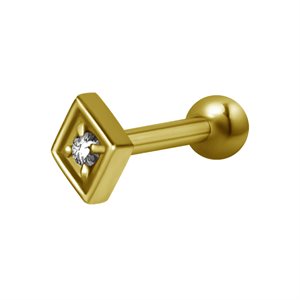 24k gold plated one side barbell with jewelled square