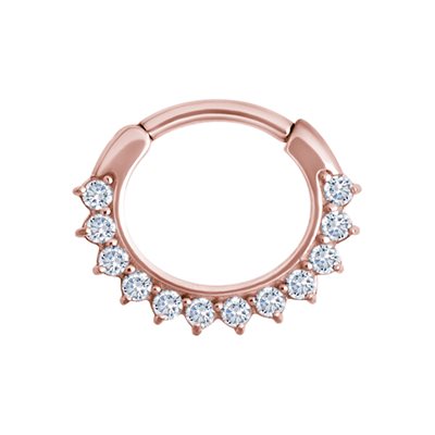 24k rose gold plated steel jewelled clicker ring