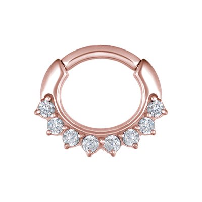 24k rose gold plated steel jewelled clicker ring