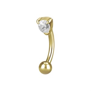 24k gold pvd micro banana with round cubic zirconia