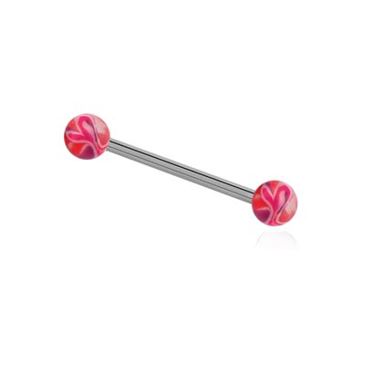 Tongue barbell with uv jaw breaker balls