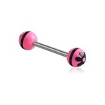 Tongue barbell with uv flower balls
