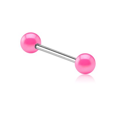 Tongue barbell with uv shiny pastel balls