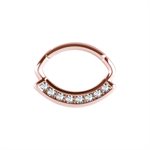 24k rose gold plated hinged septum/daith jewelled clicker