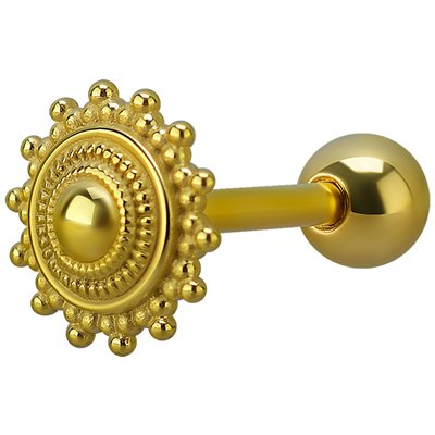 24k gold plated tongue barbell with tribal design