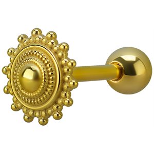 24k gold plated tongue barbell with tribal design