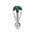 Reverse navel banana with nano gems and pear drop dangle