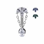 Reverse navel banana with gems and pear drop dangle