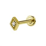 24k gold plated internal labret with jewelled square