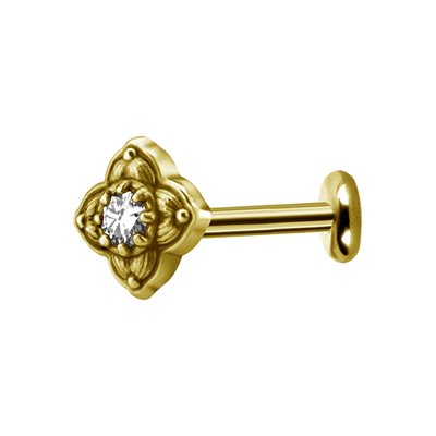 24kgold plated internal labret with tribal flower attachment