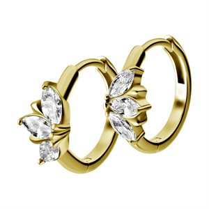 24k gold plated jewelled marquise hoop earrings