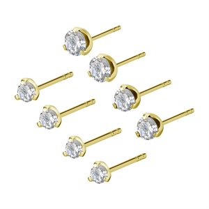 24k gold plated round cubic zirconia earstuds