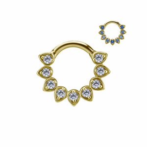 Anneau clicker en CoCr plaqué or 18k avec des zircons premium