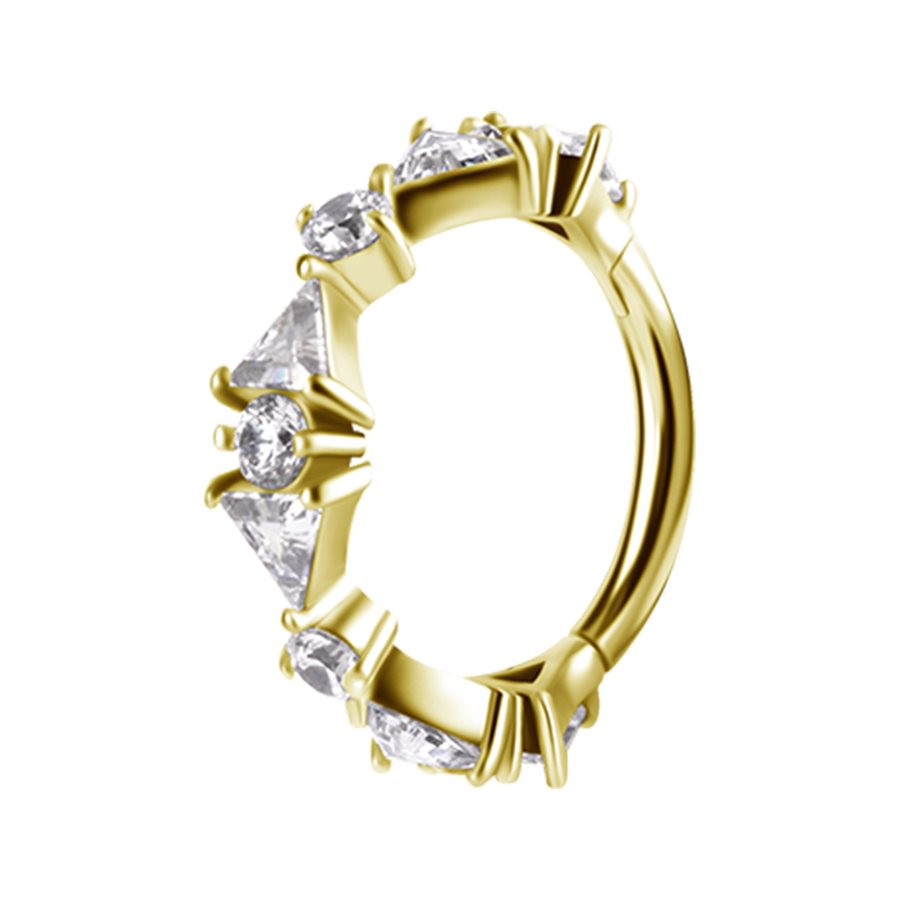 18k gold plated CoCr front facing jewelled clicker ring