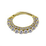 18k gold plated CoCr hinged oval jewelled daith clicker