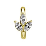 18k gold plated CoCr hinged belly clicker ring with marquise