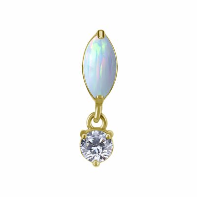 18k gold plated CoCr threadless attachment with opal