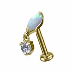 18k gold plated CoCr threadless attachment with opal