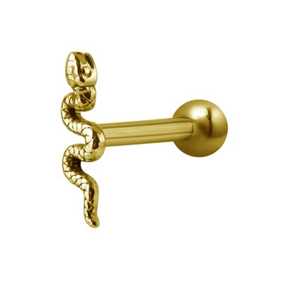 24k gold plated one side barbell with snake