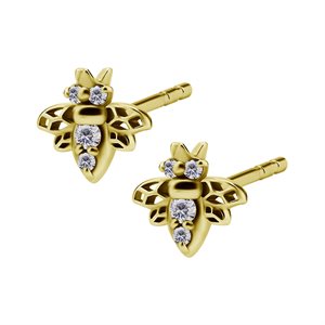 24k gold plated jewelled bee earstuds