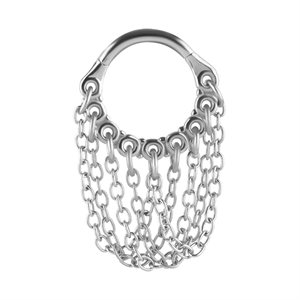 Hinged segment clicker ring with chains dangle