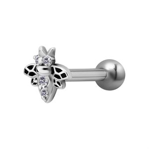 One side internal barbell with jewelled bee attachment