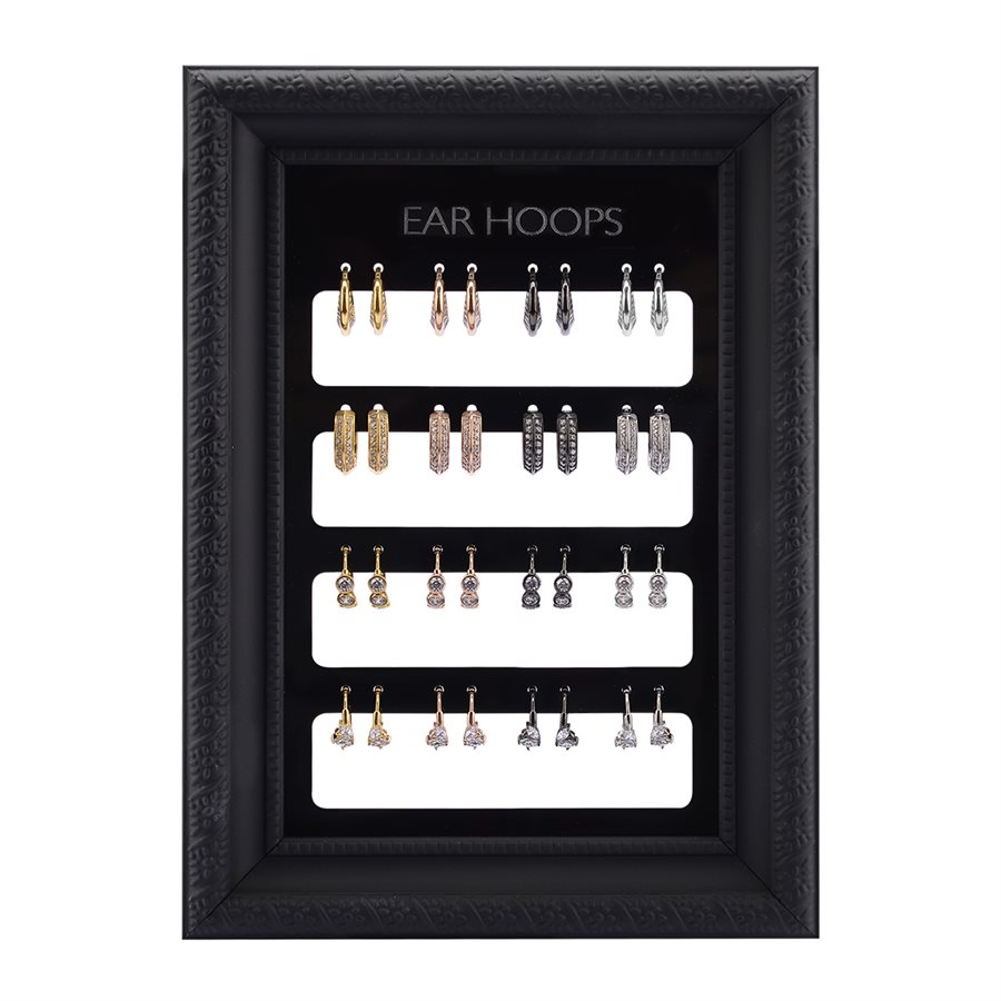 16 pairs earrings picture frame display (hoops)