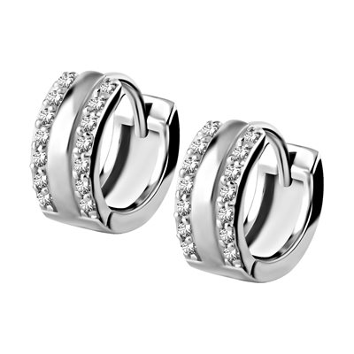 Double jewelled hoop earrings