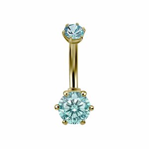 18k gold internal navel banana set with lab created stone