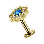 18k gold internal attachment with opal and premium zirconia