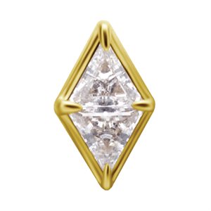 18k gold threadless attachment with diamond shape