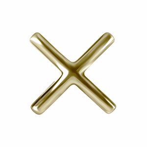 18k gold threadless attachment with X shape