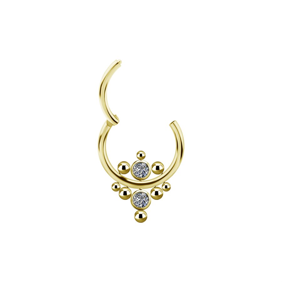 24k gold plated titanium cluster style clicker with zirconia