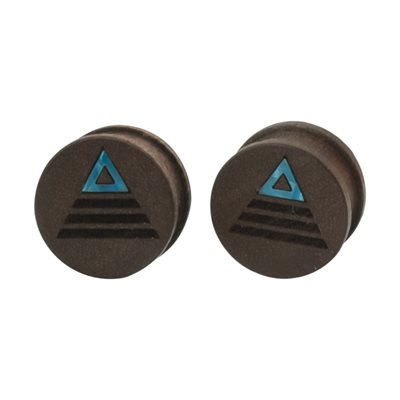 Ribbed mahogany wood plugs with triangle design