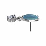 CoCr threadless attachment with opal and dangling zirconia