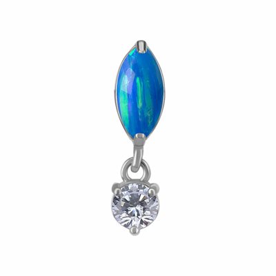 CoCr threadless attachment with opal and dangling zirconia