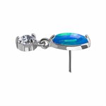 CoCr threadless attachment with opal and dangling zirconia