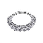 CoCr hinged oval jewelled daith clicker ring