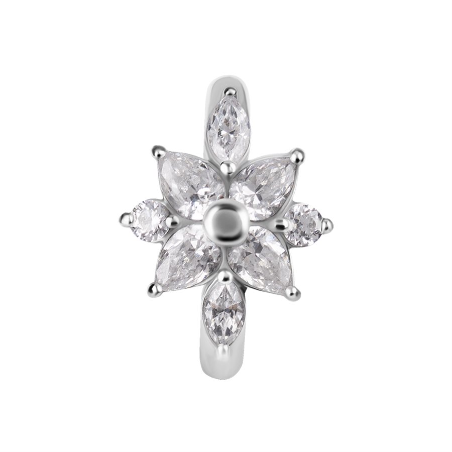 CoCr belly clicker ring with jewelled flower