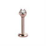 24k rosegold plated internal labret with prong setting stone