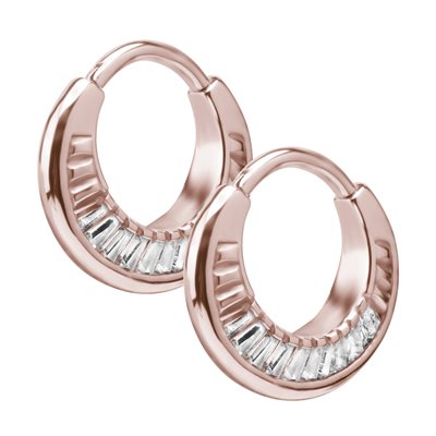 24k rose gold plated 2 faced jewelled hoop earrings