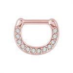 24k rose gold plated crystal hinged septum clicker