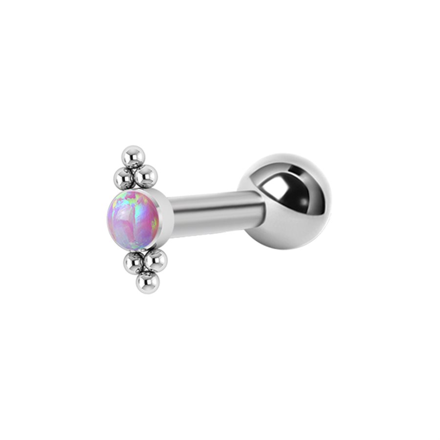 Titanium one side internal barbell with opal attachment