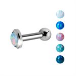 Titanium one side internal barbell with opal disc