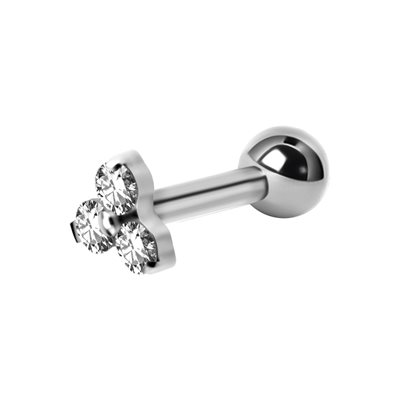 Titanium internal barbell with jewelled trinity attachment