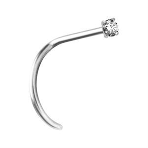 18k white gold nosescrew with prong setting jewel